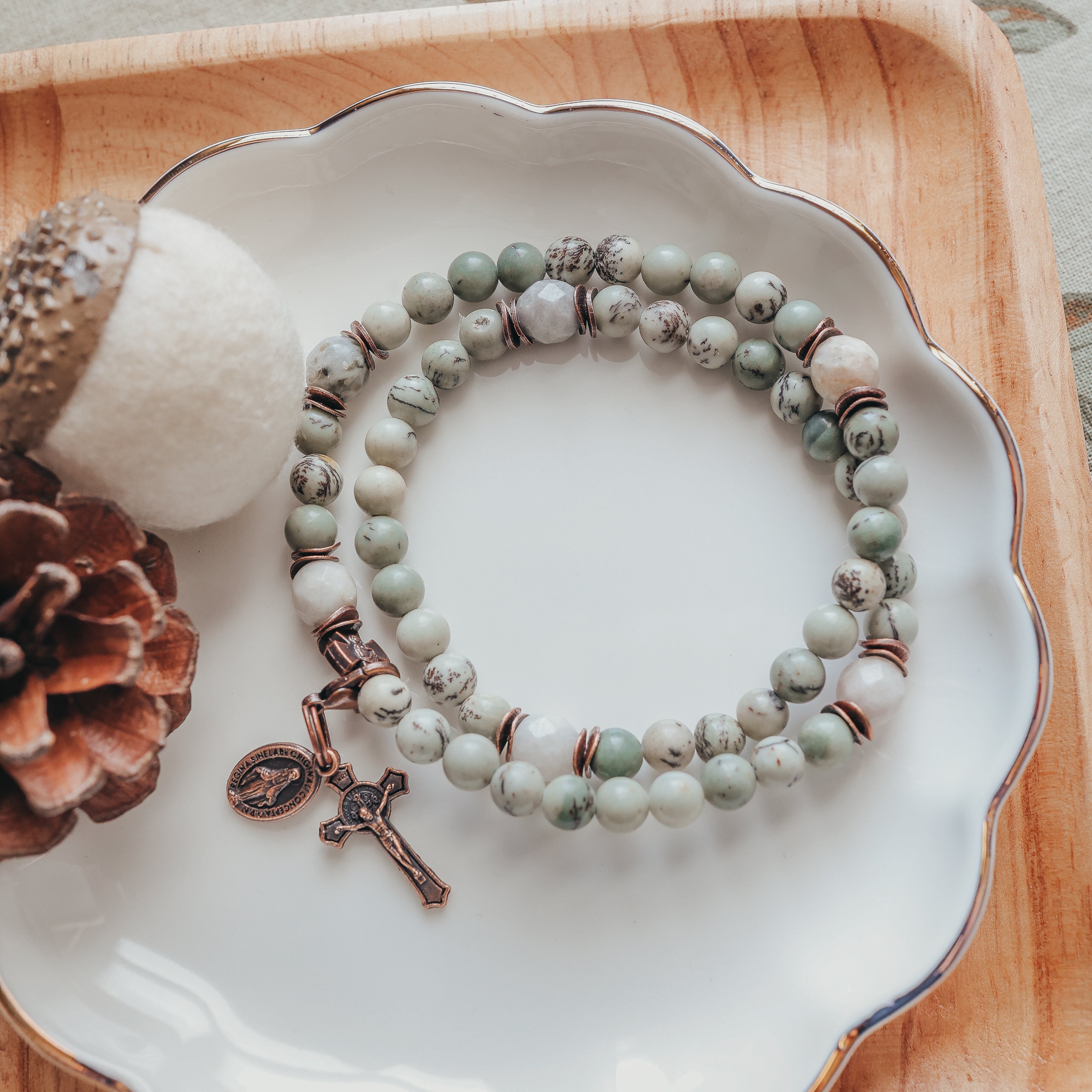 Saint Francis | Chews Life Gemstone Double Wrap Rosary Bracelet | Fall Collection
