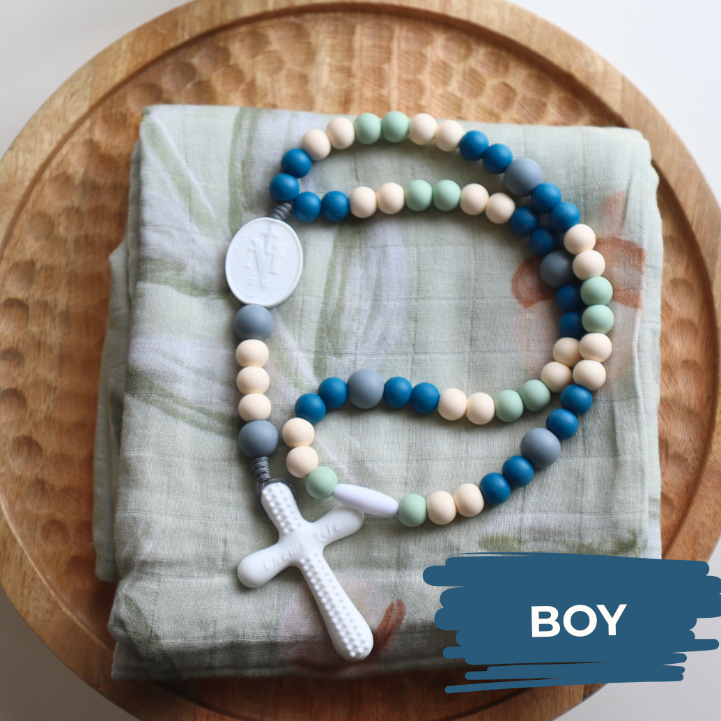 Essentials Baby Gift Set | Chews Life Silicone Rosary & Muslin Swaddle