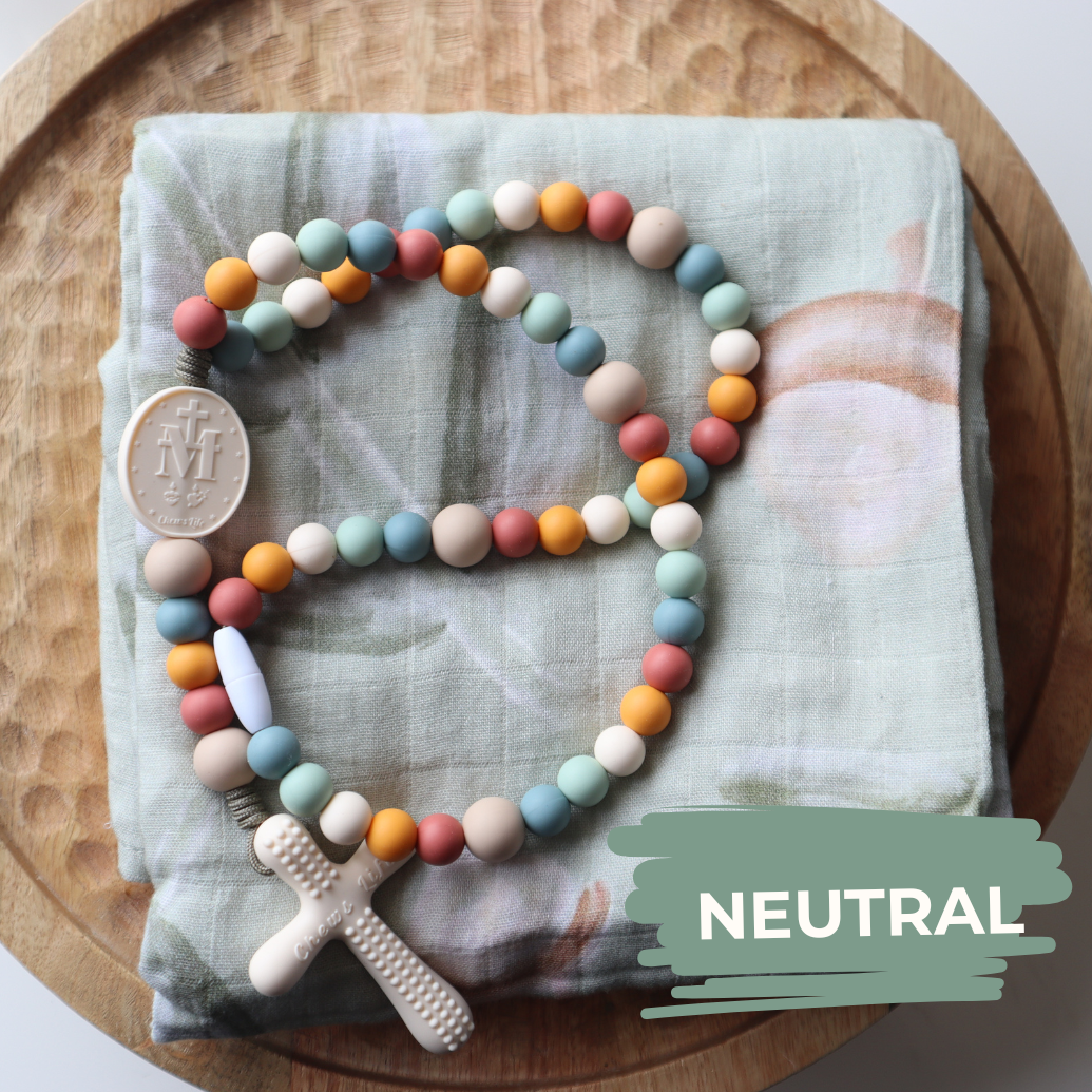 Essentials Baby Shower Gift Set | Chews Life Silicone Rosary & Muslin Swaddle