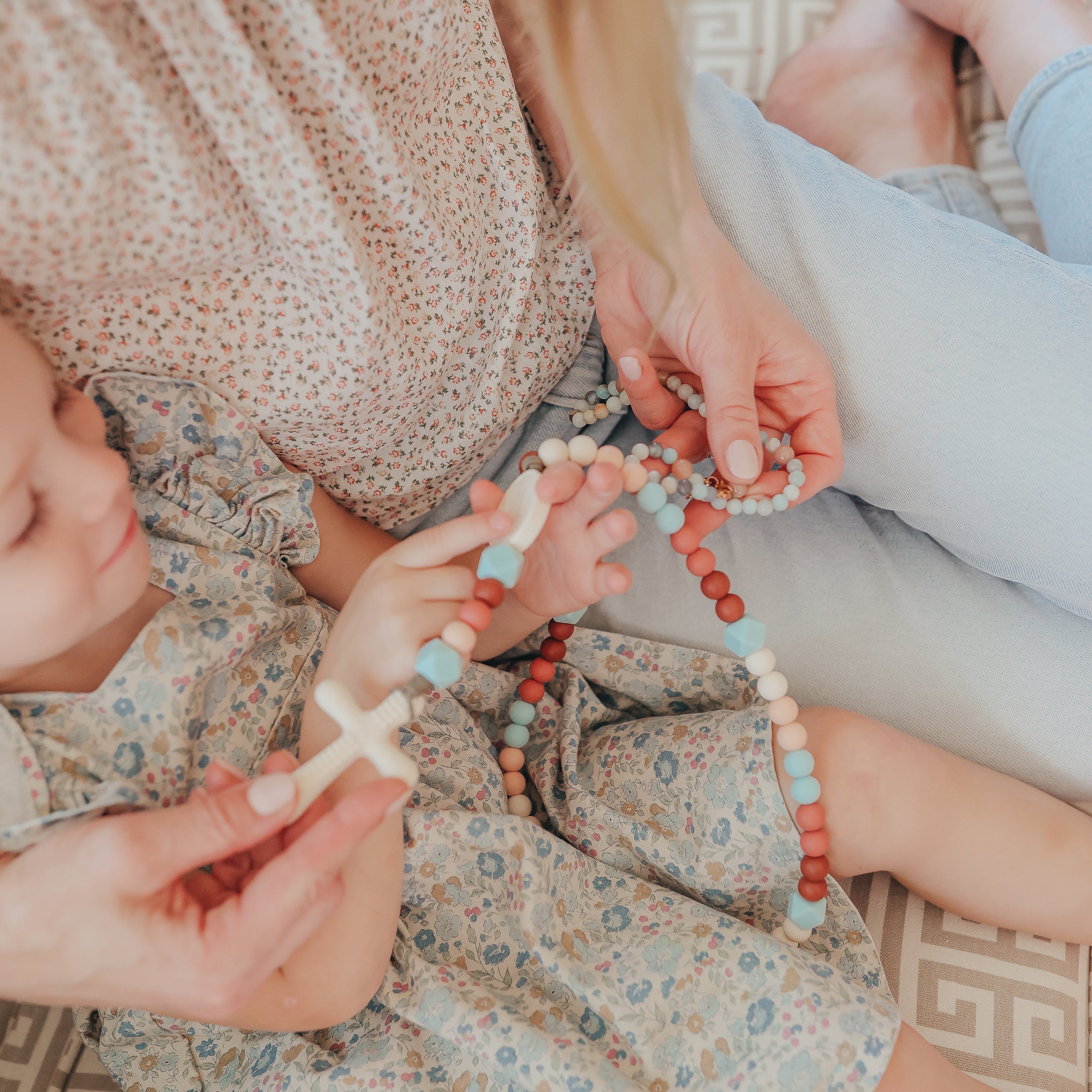The Gianna Mommy & Me Set | Silicone Rosary and Triple Wrap Rosary Bracelet