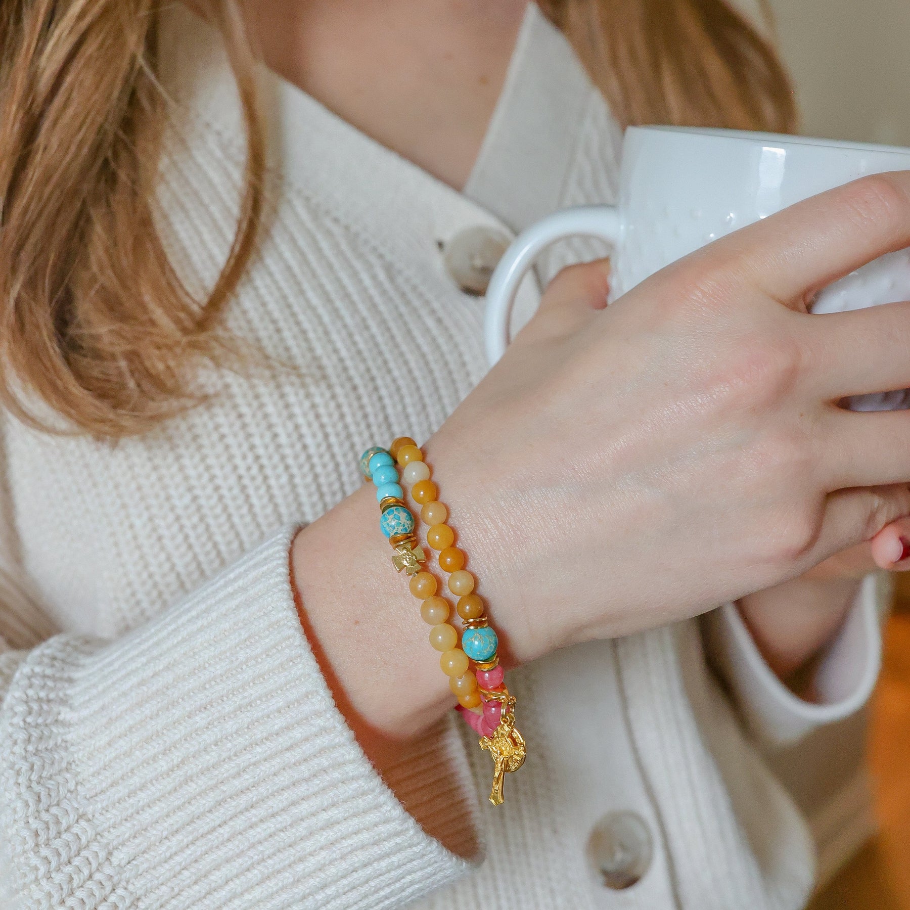 Our Lady of Guadalupe | Stretch & Wrap Rosary Bracelet