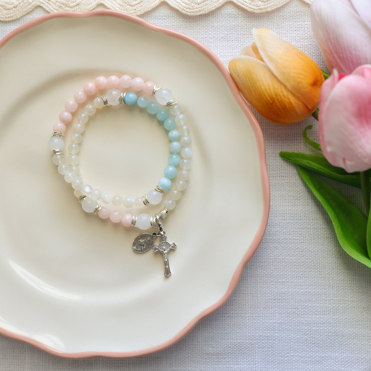 St. Zelie | Stretch and Wrap Rosary Bracelet | Hope Collection