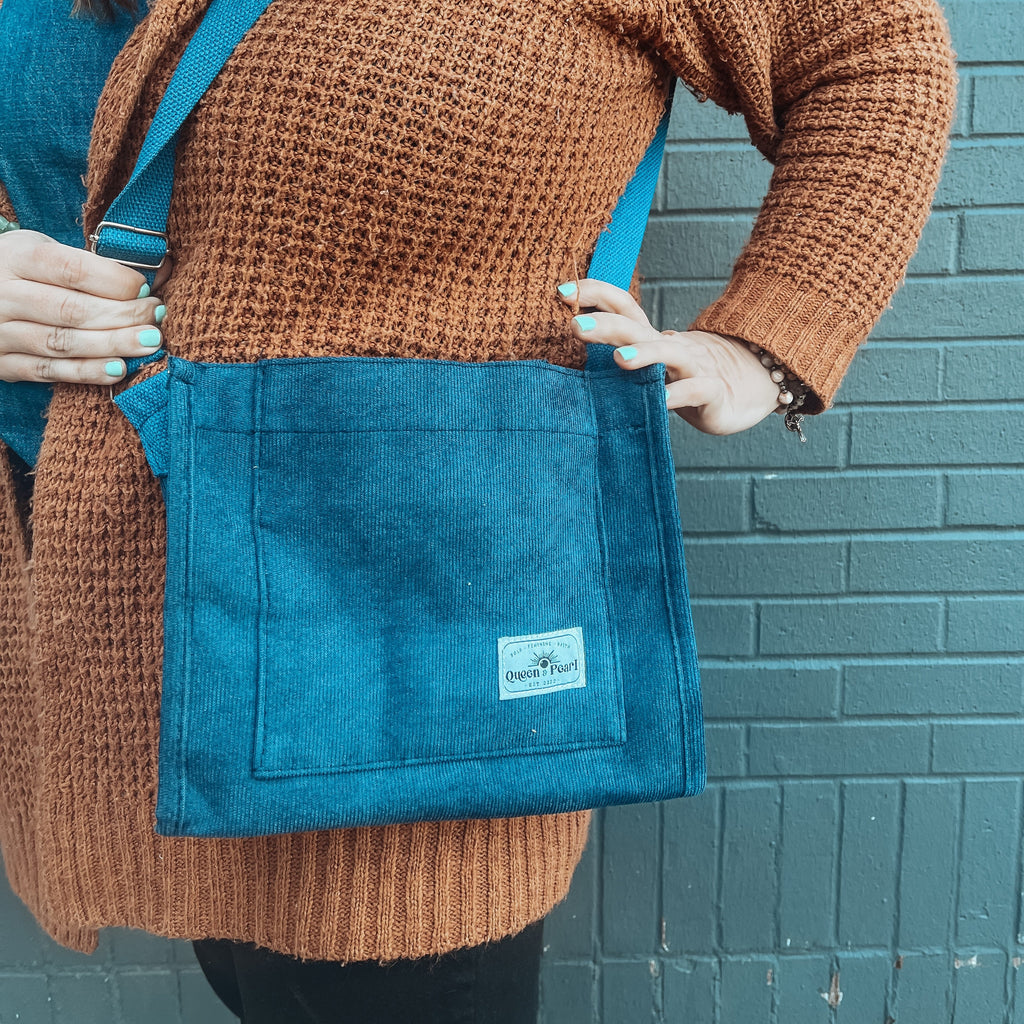 Queen and Pearl | Corduroy Cross-Body Tote