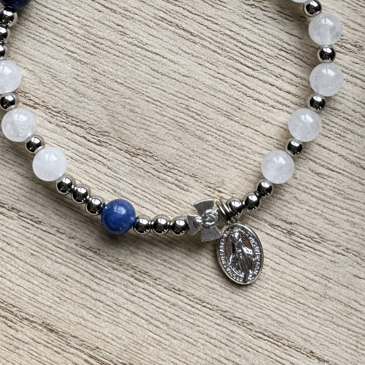Saint John Paul II | Gemstone Decade Bracelet with Miraculous Medal