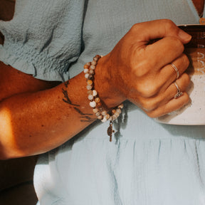 St. Drogo Light Roast | Stretch & Wrap Rosary Bracelet