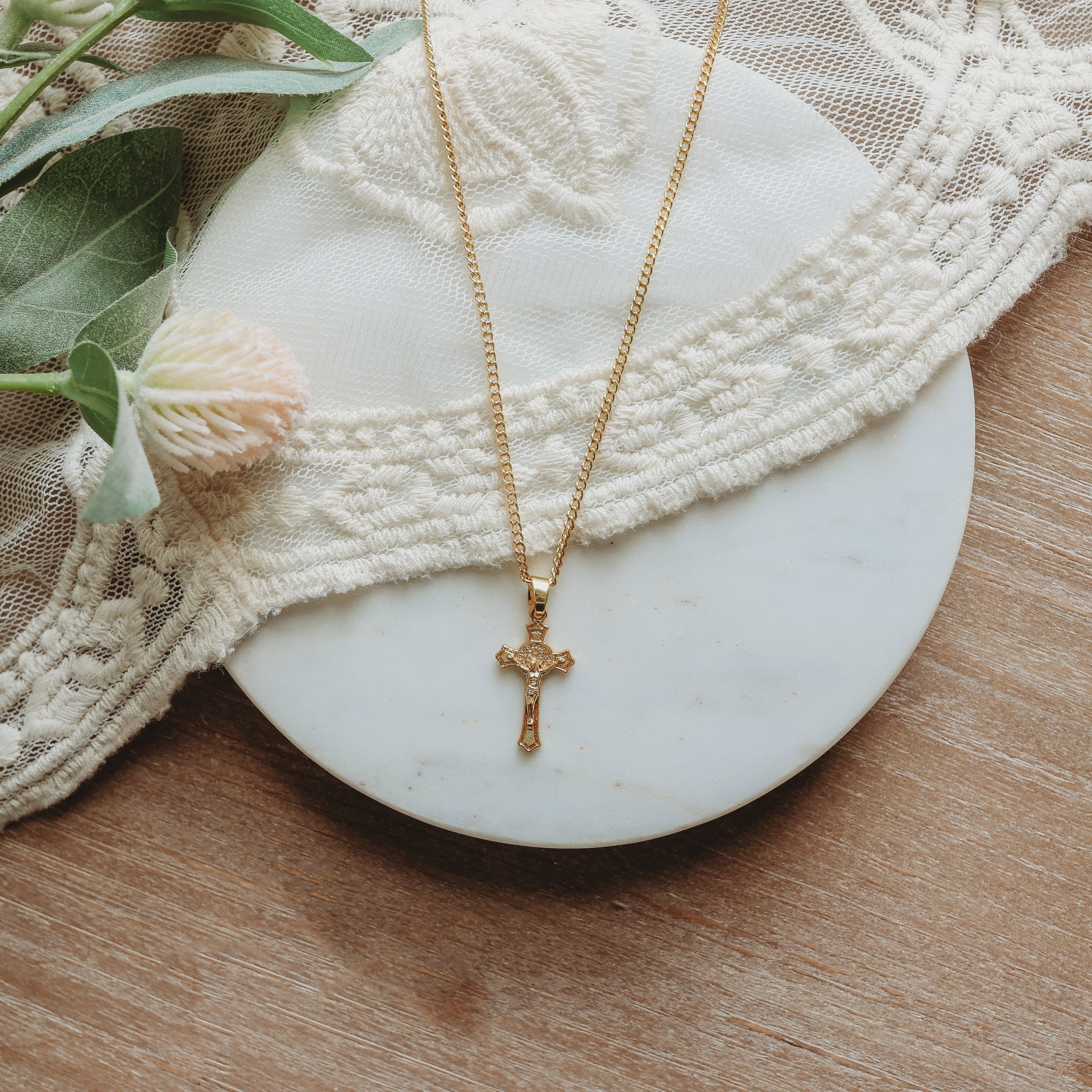 Crucifix Necklace Gold