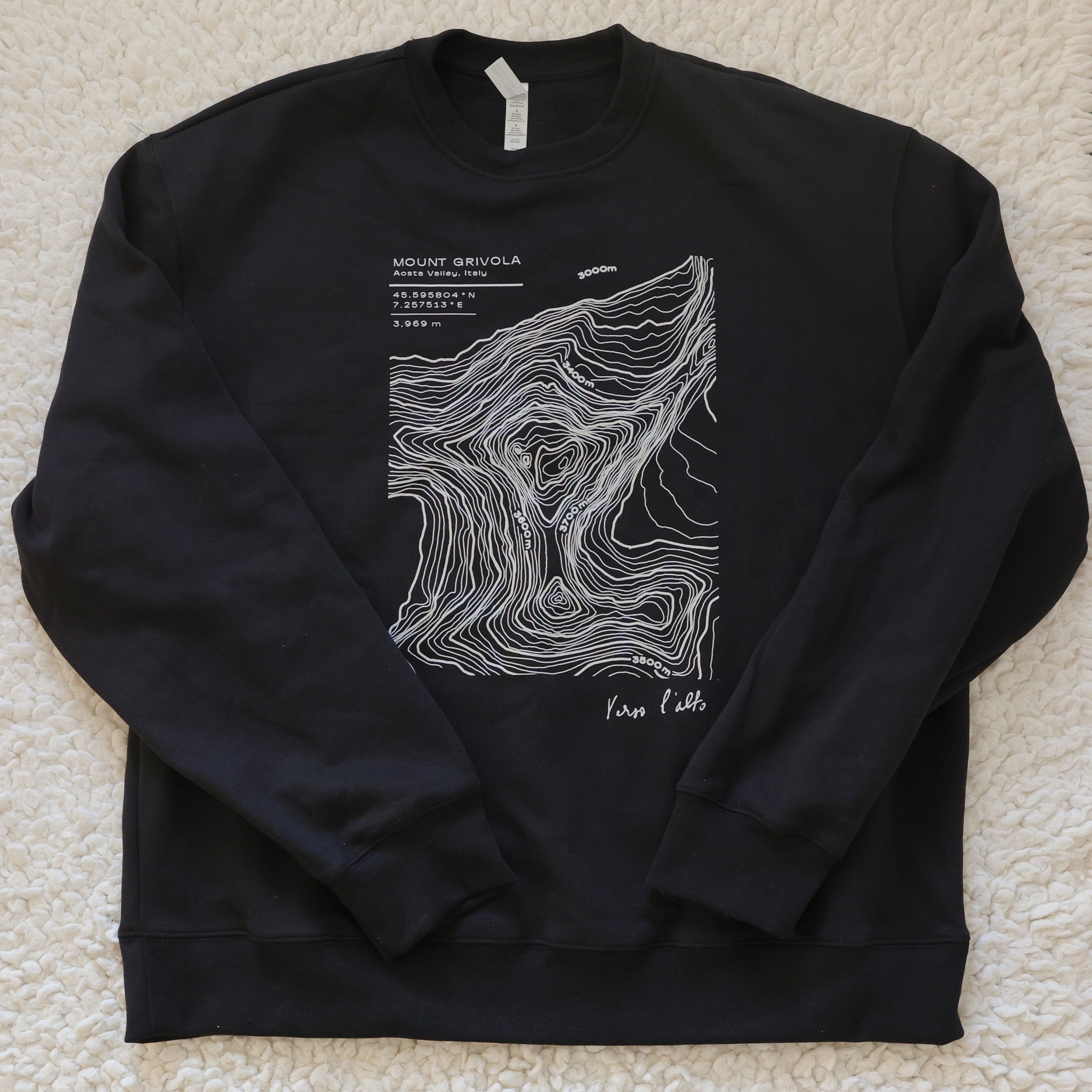 Mount Grivola | Topographic Crew Neck | Vintage Black