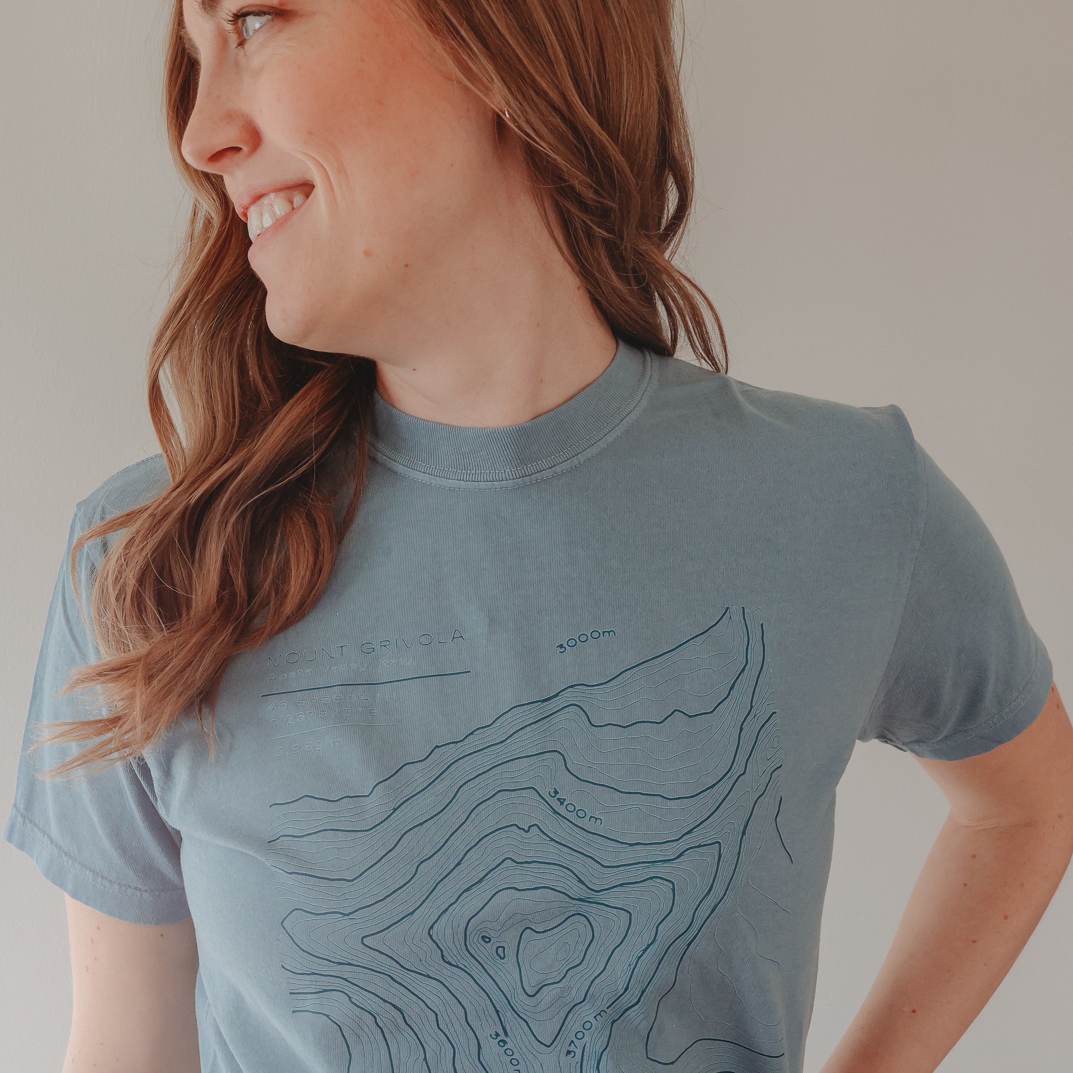 Mount Grivola Tee |Topographic Tee | Ice Blue Comfort Colors
