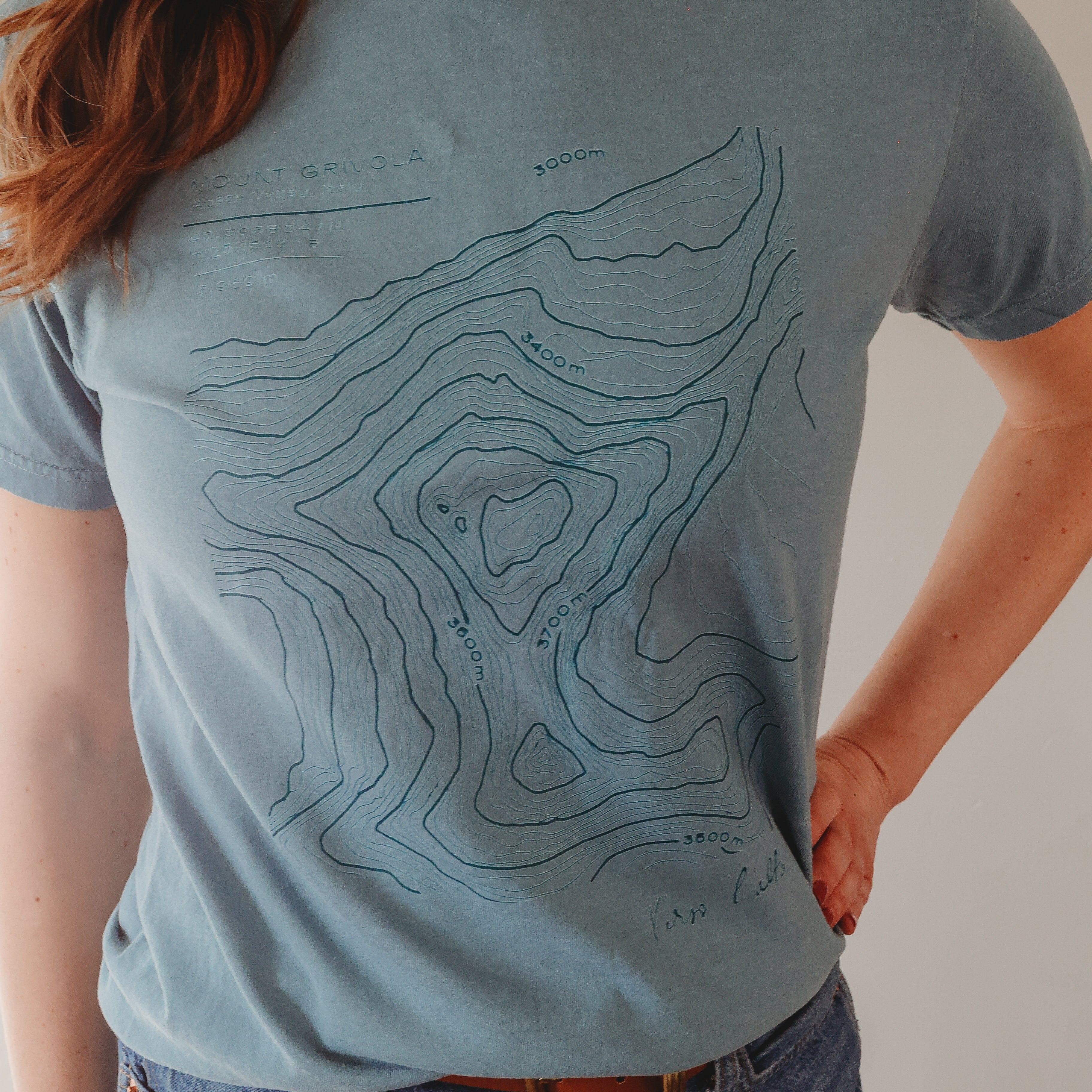 Mount Grivola Tee |Topographic Tee | Ice Blue Comfort Colors