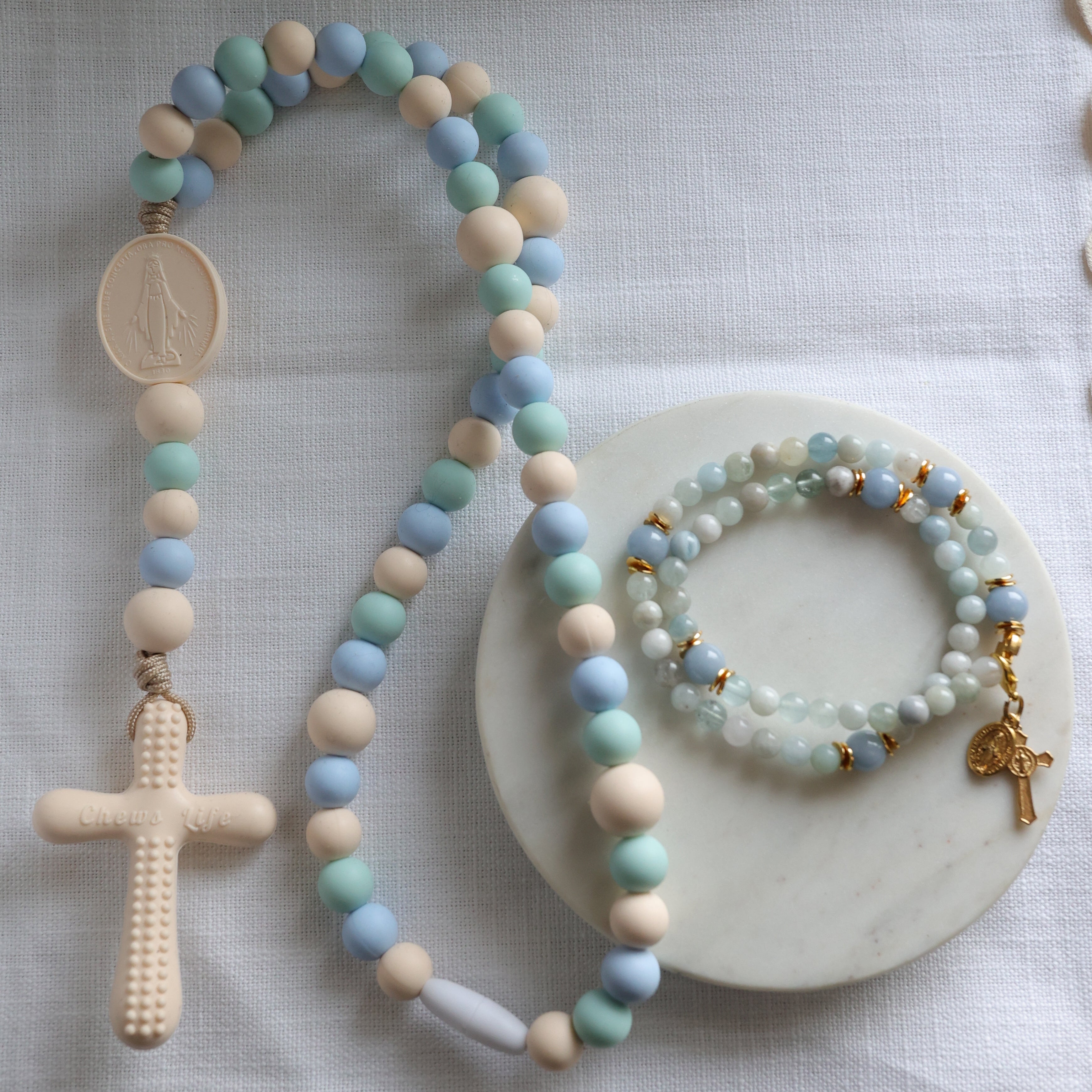 The Augustine + Monica Gift Set | Silicone Rosary & Rosary Bracelet