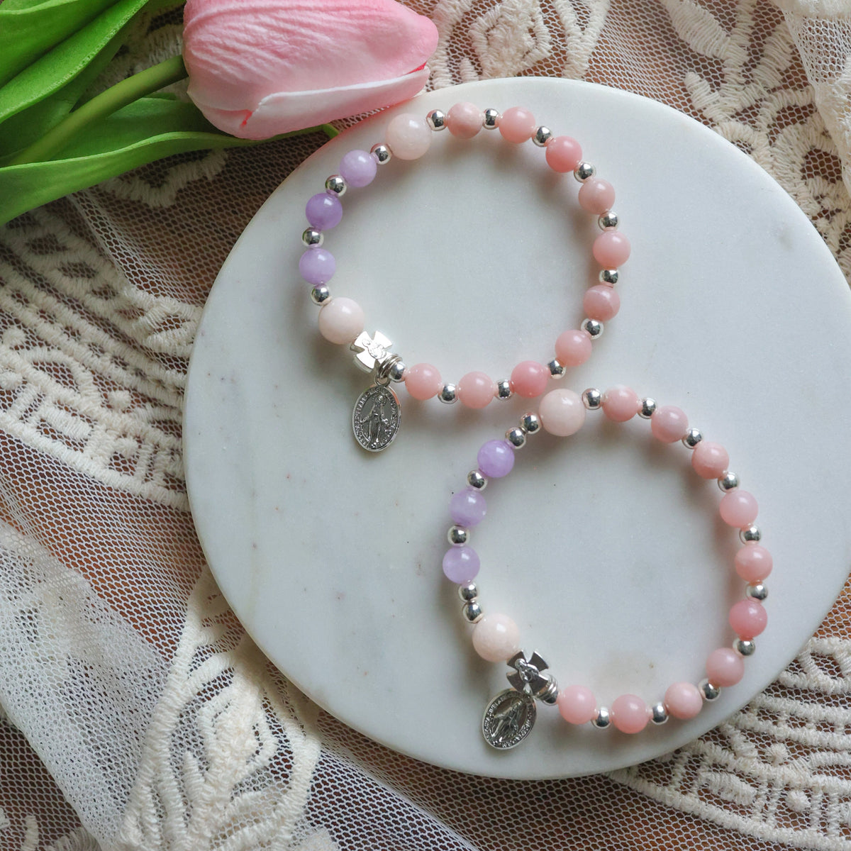 Saint Therese | Little Girl Gemstone Decade | Mommy and Me Collection