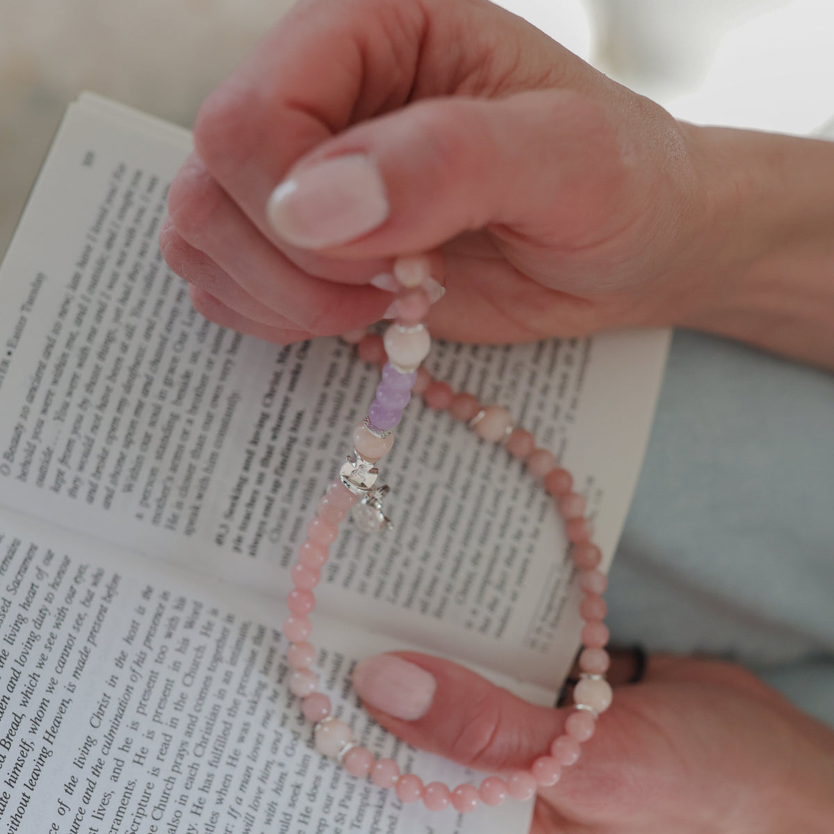 Saint Therese | Gemstone Rosary Bracelet | Mommy & Me Collection