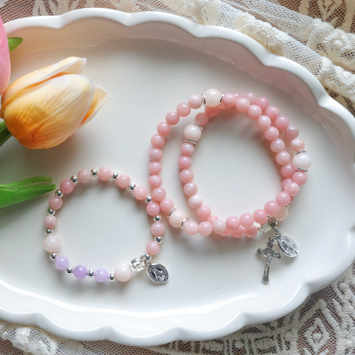 Small Womens rosary bracelet and extra small girls