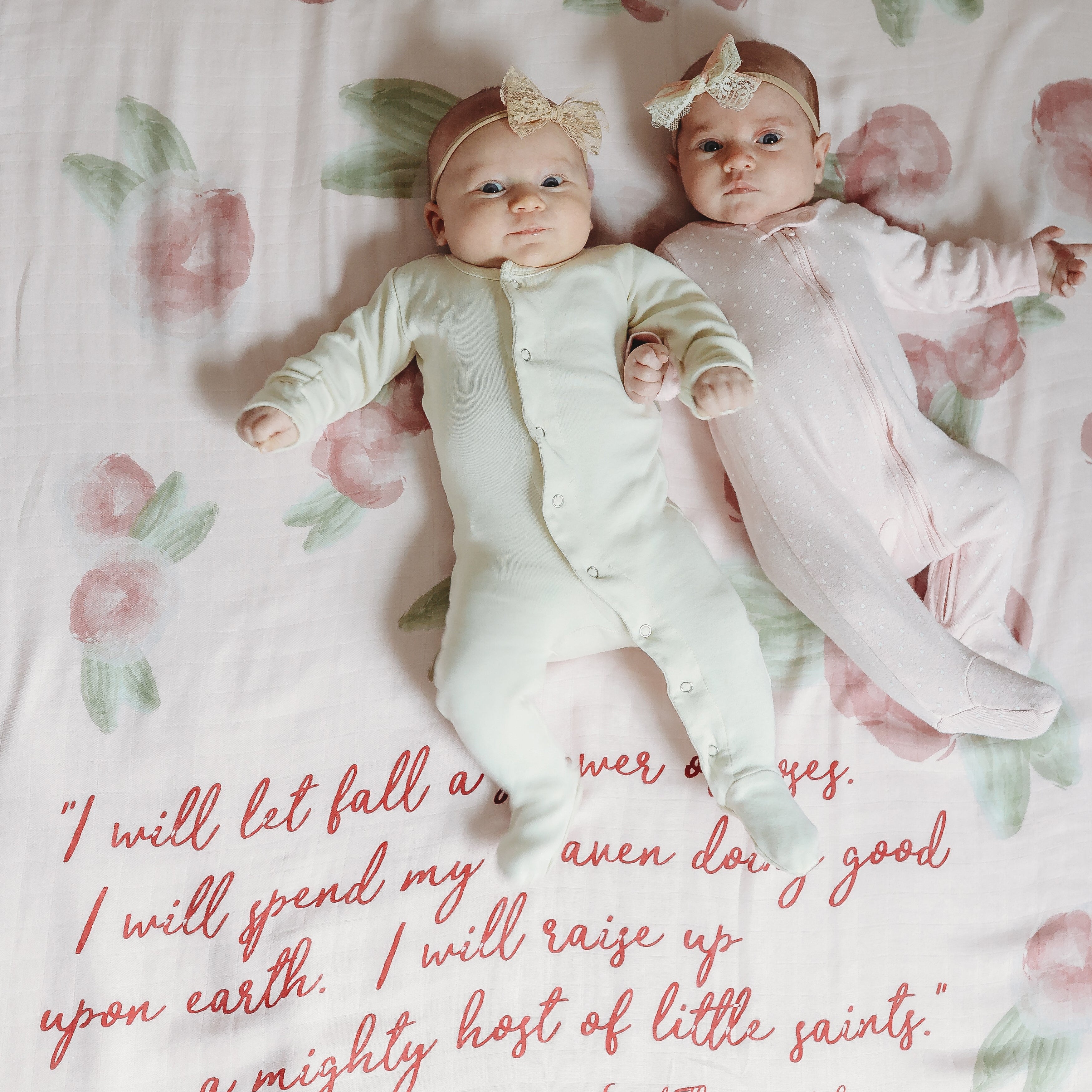Shower of Roses Catholic Baby Blanket | Muslin Swaddle