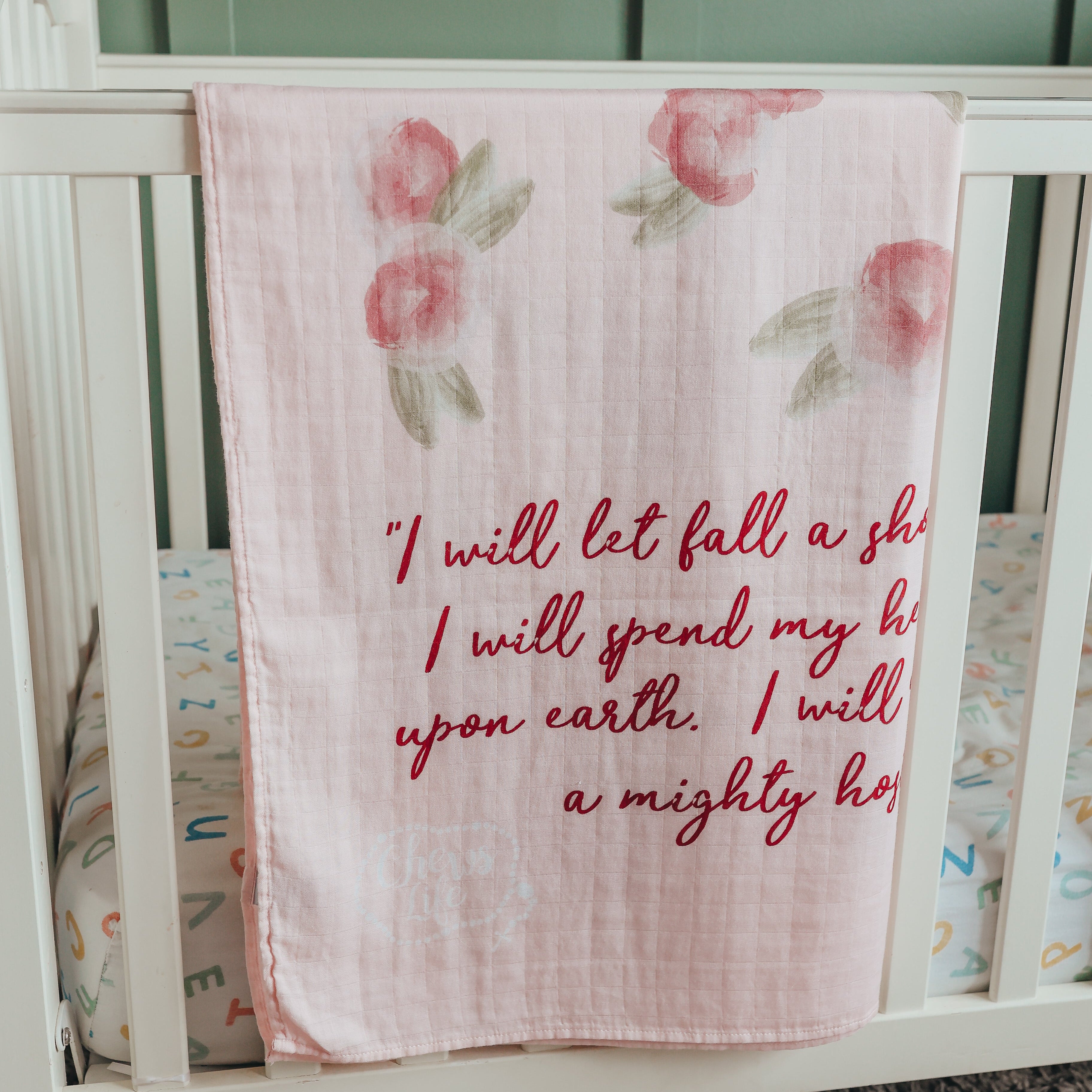Shower of Roses Catholic Baby Blanket | Muslin Swaddle