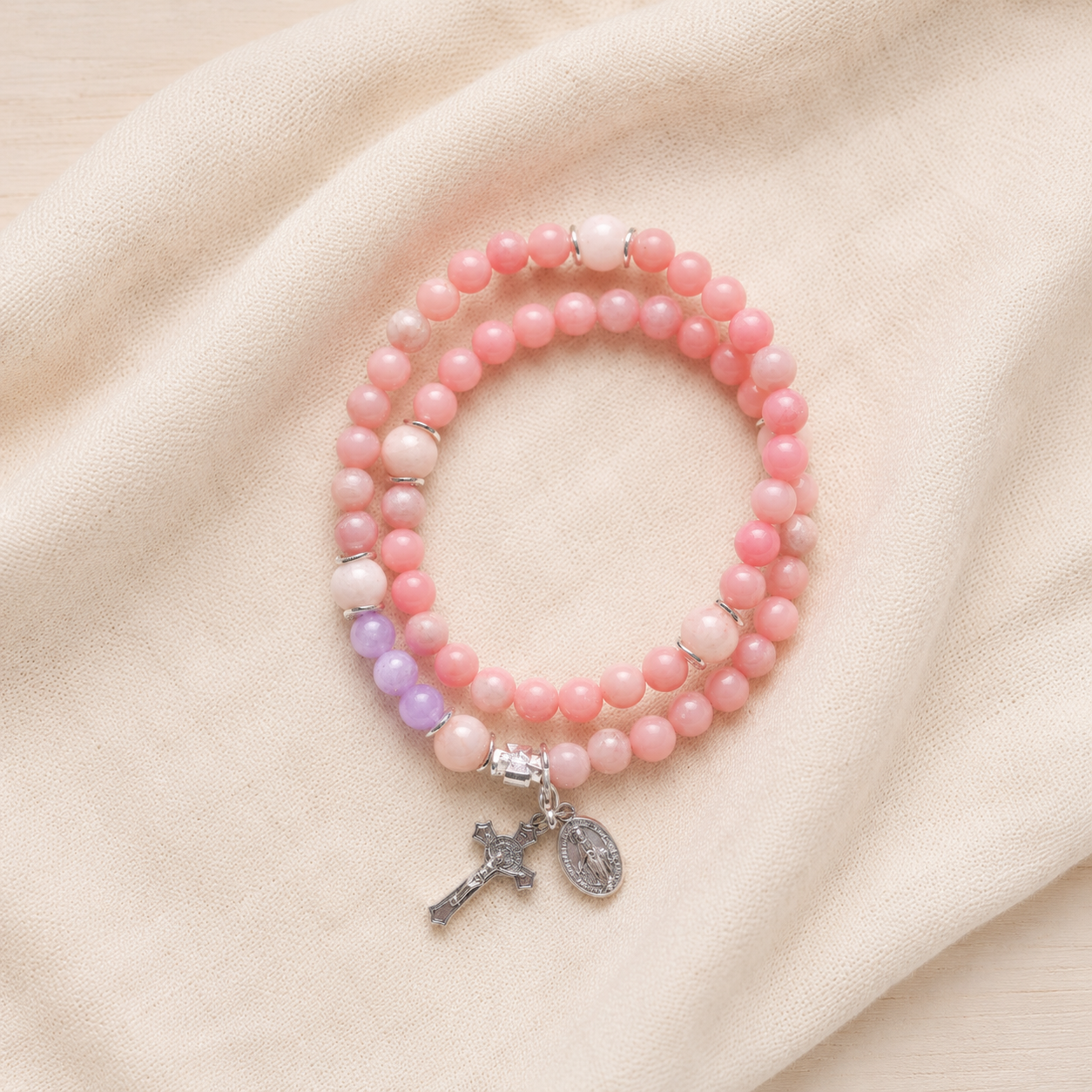 Saint Therese | Stretch & Wrap Rosary Bracelet | Mommy & Me Collection
