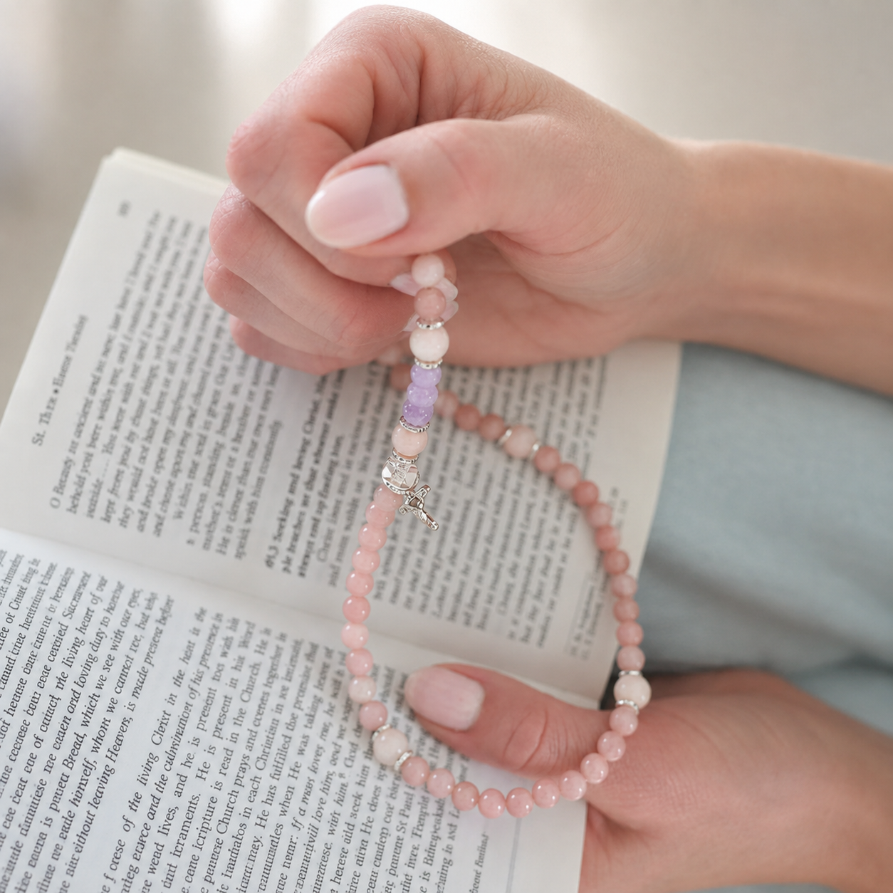 Saint Therese | Stretch & Wrap Rosary Bracelet | Mommy & Me Collection