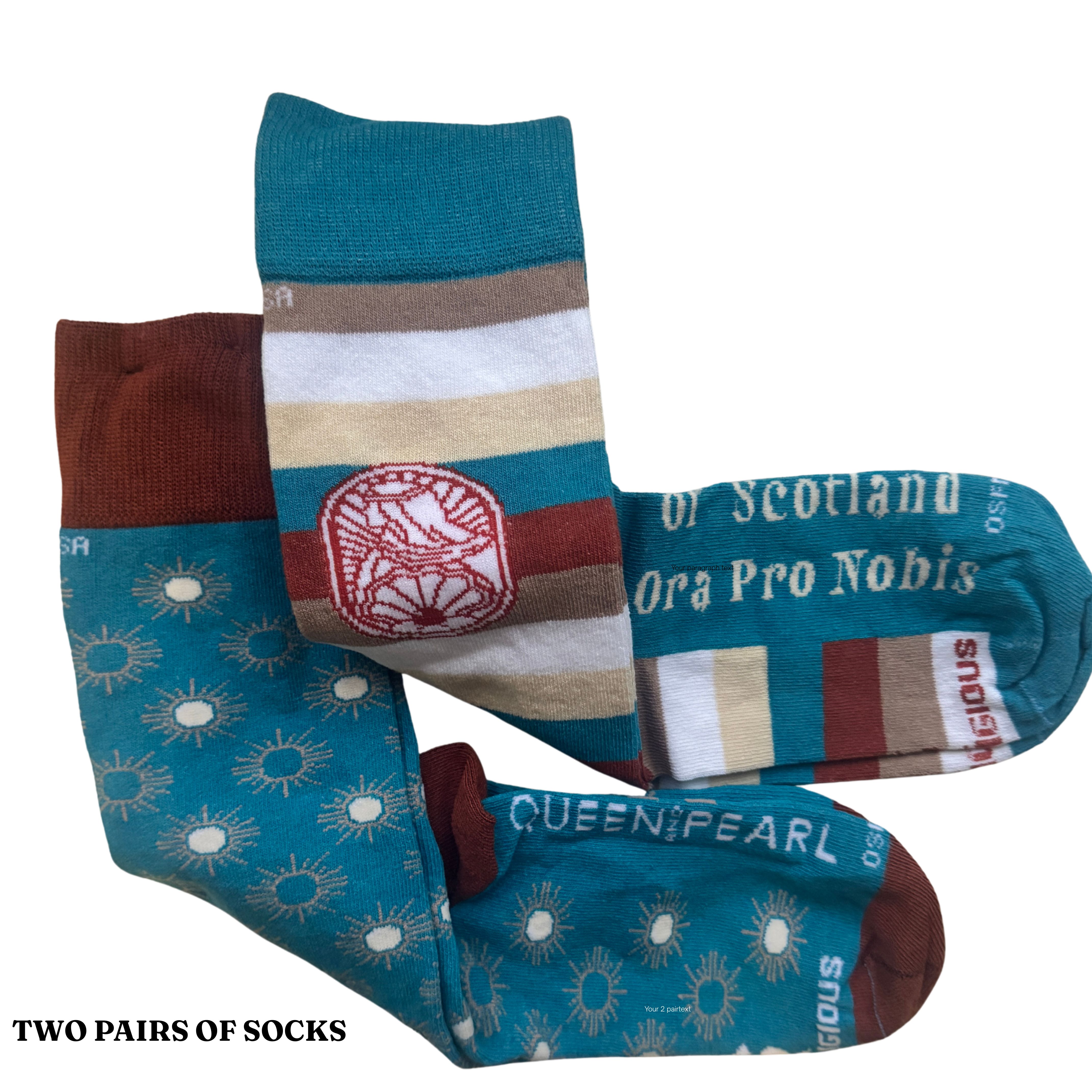 PAIR OF TWO SOCKS | ST. MARGARET & QUEEN AND PEARL