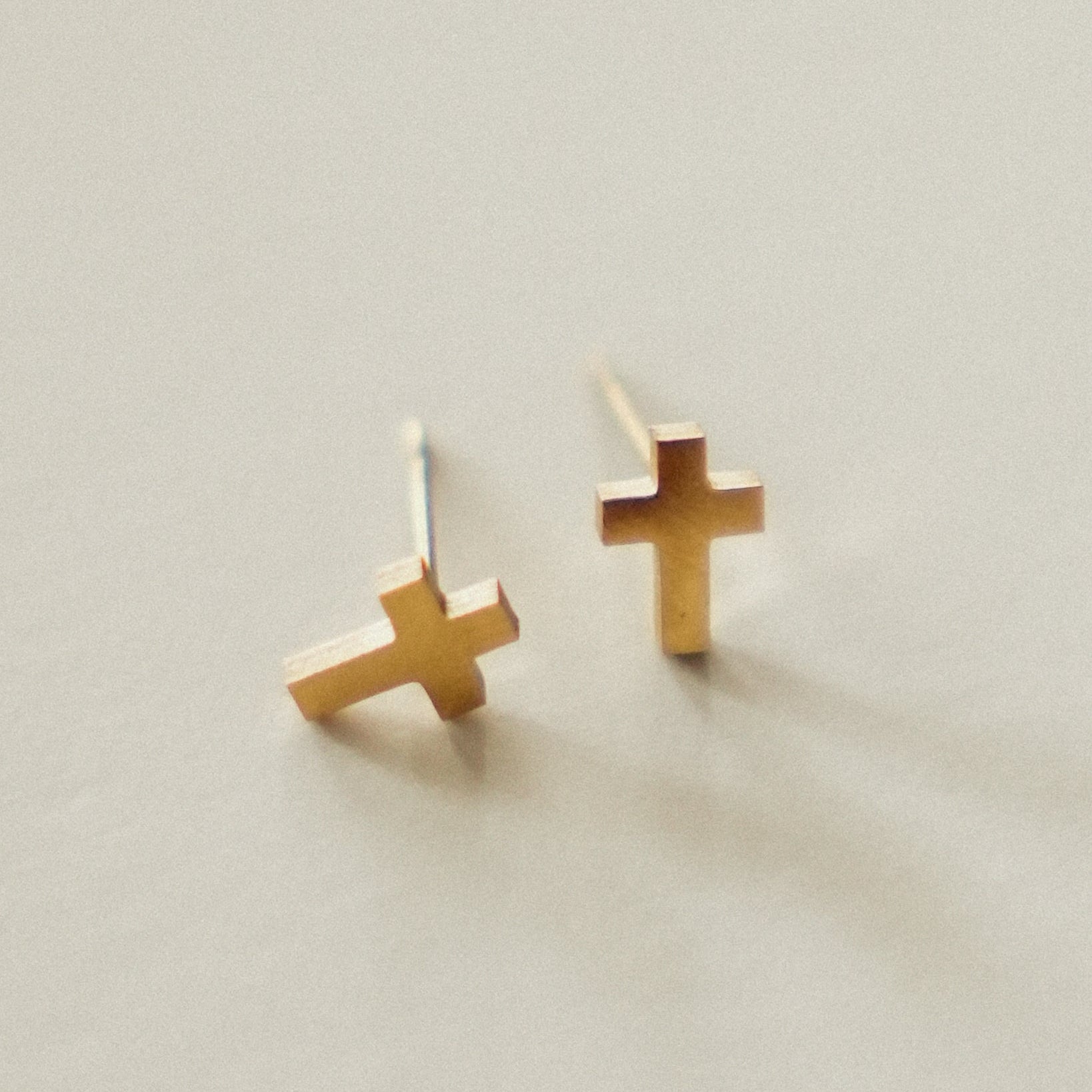 Dainty Cross Stud Earrings | Gold | Blessed is She