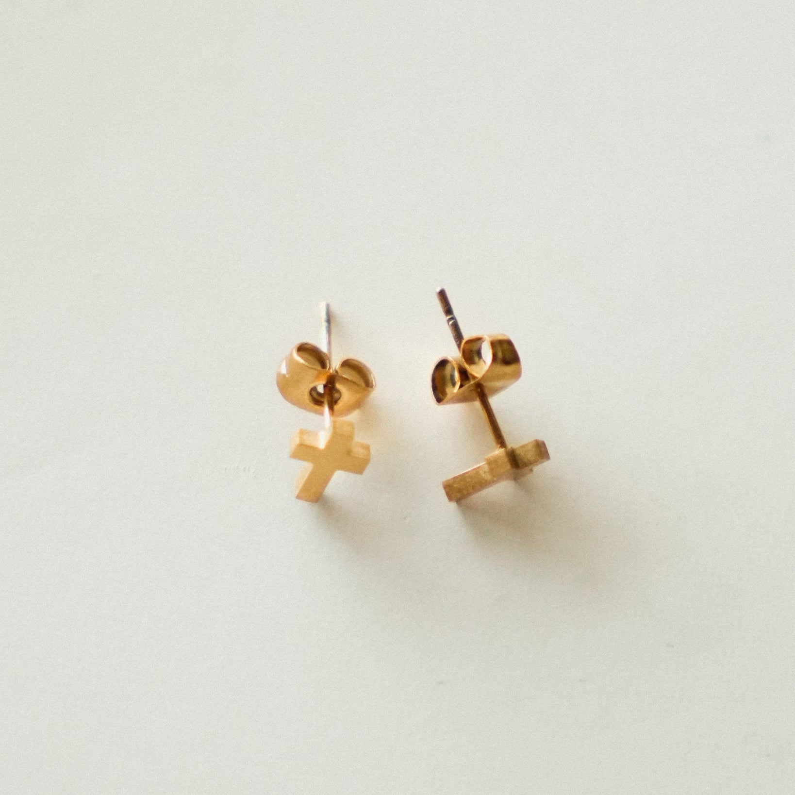 Dainty Cross Stud Earrings | Gold | Blessed is She