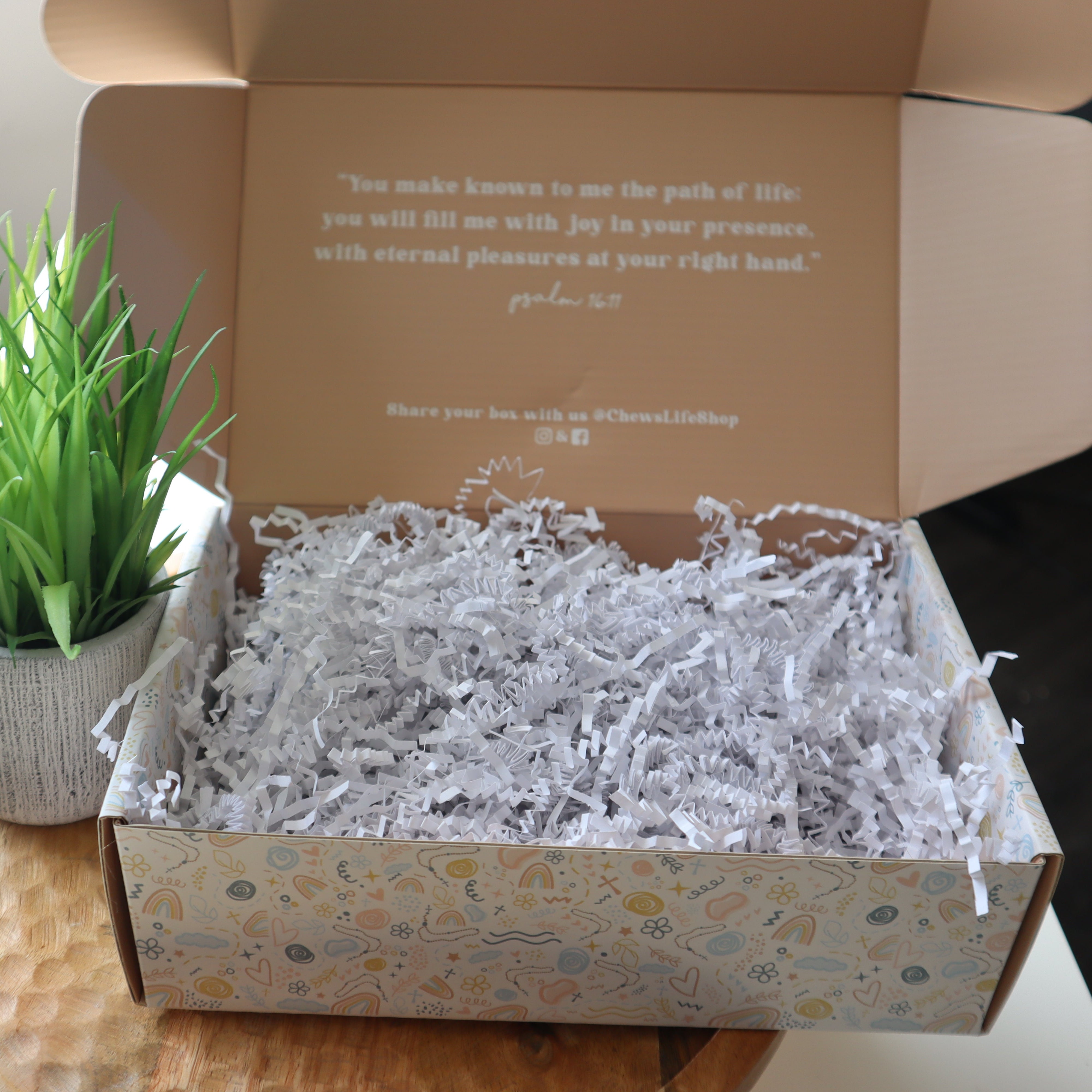 Chews Life Baptism Gift Box | Silicone Decade, MuslinSwaddle & Emmaus Crib Shoes