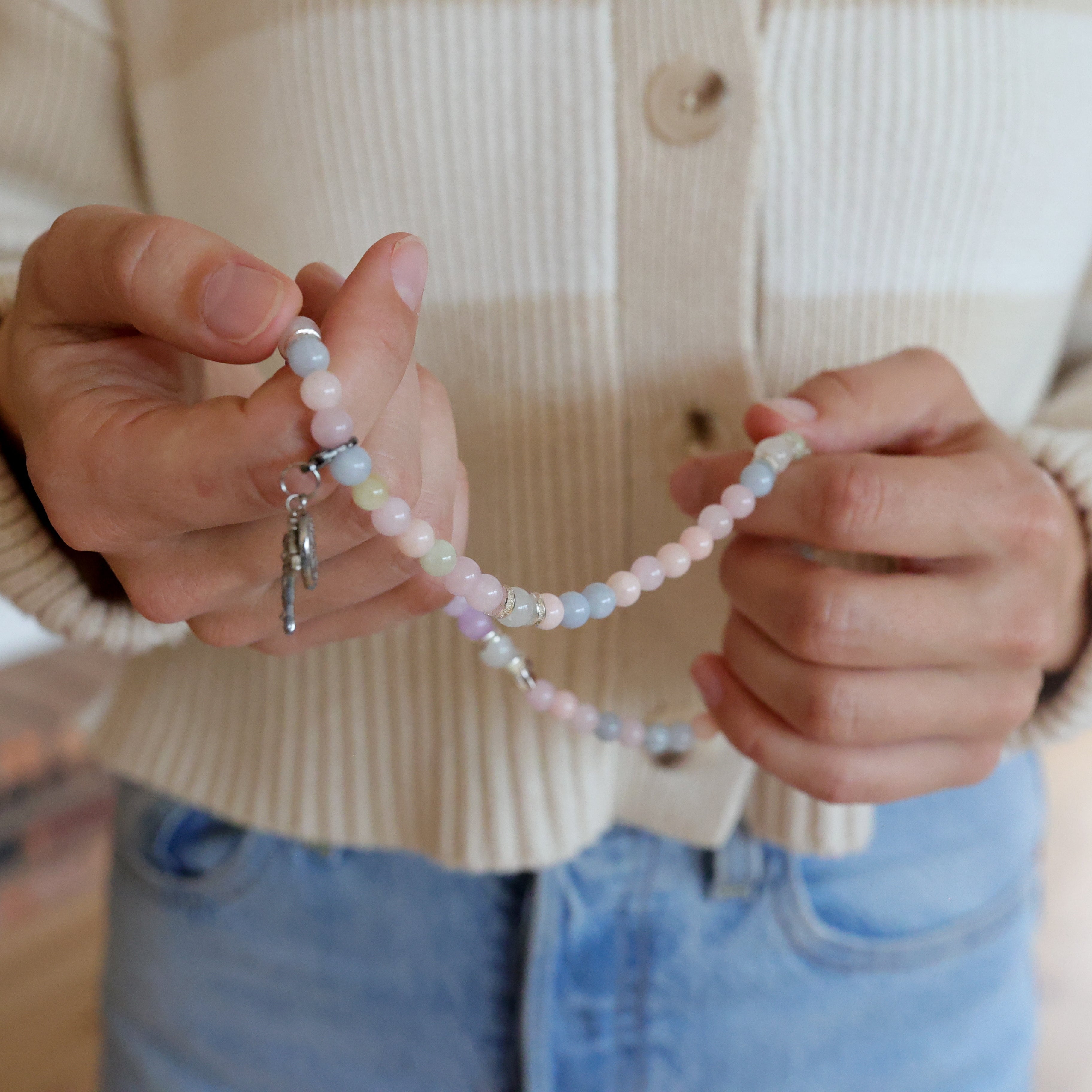 Rainbow Mama |  Stretch & Wrap Rosary Bracelet  | Limited Edition | Silver