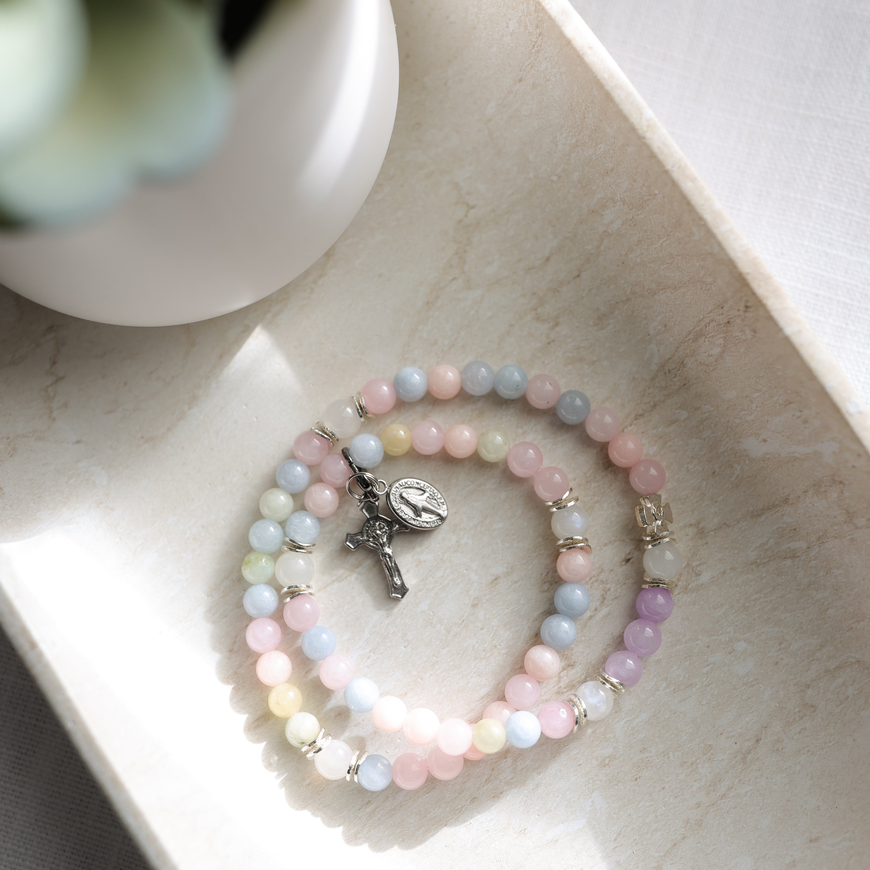 Rainbow Mama |  Stretch & Wrap Rosary Bracelet  | Limited Edition | Silver