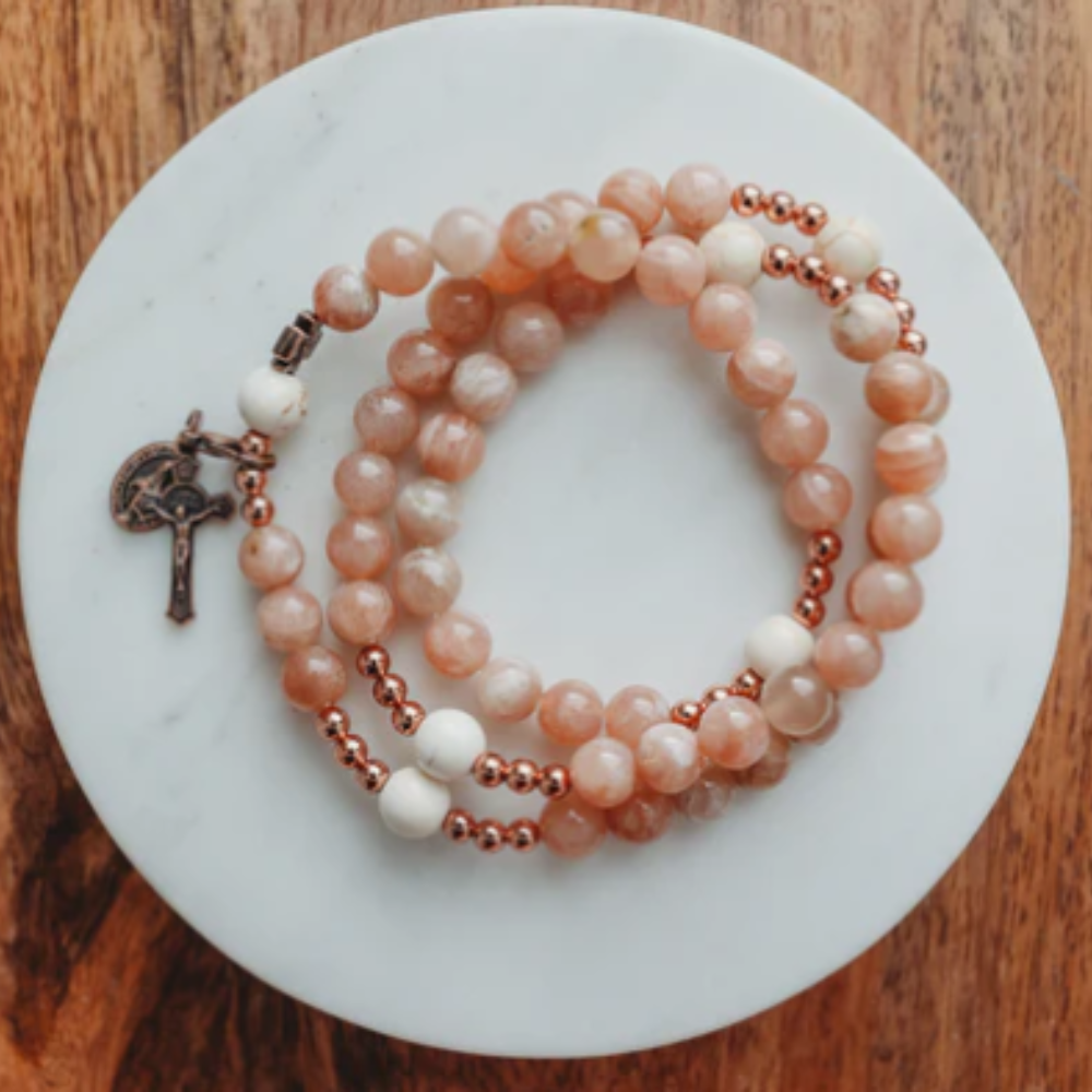 Shower of Roses | Triple Wrap Rosary Bracelet | Small-Medium