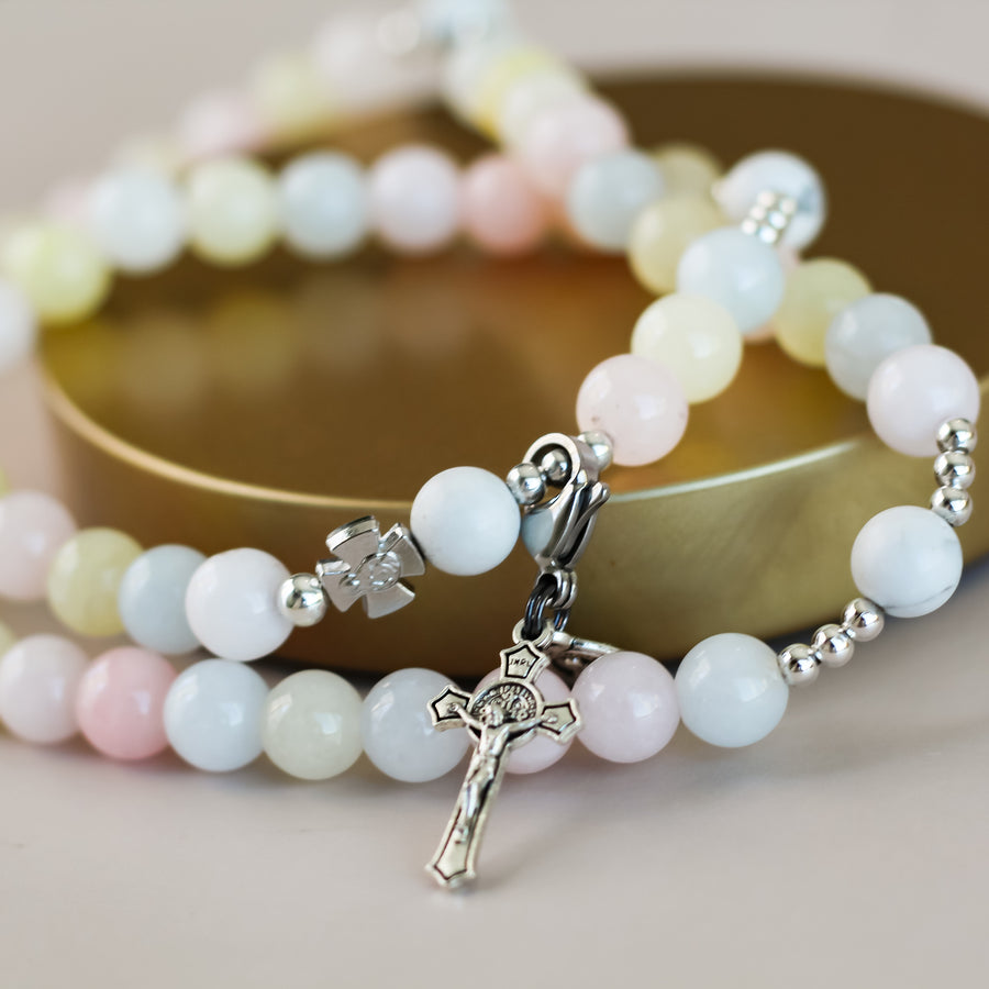 Mary, Mediatrix of Grace Triple Stretch & Wrap Rosary Bracelet