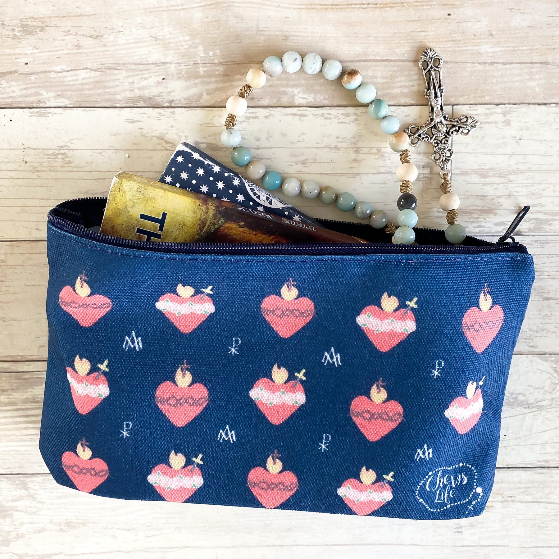 Sacred Heart Canvas Zip Pouch