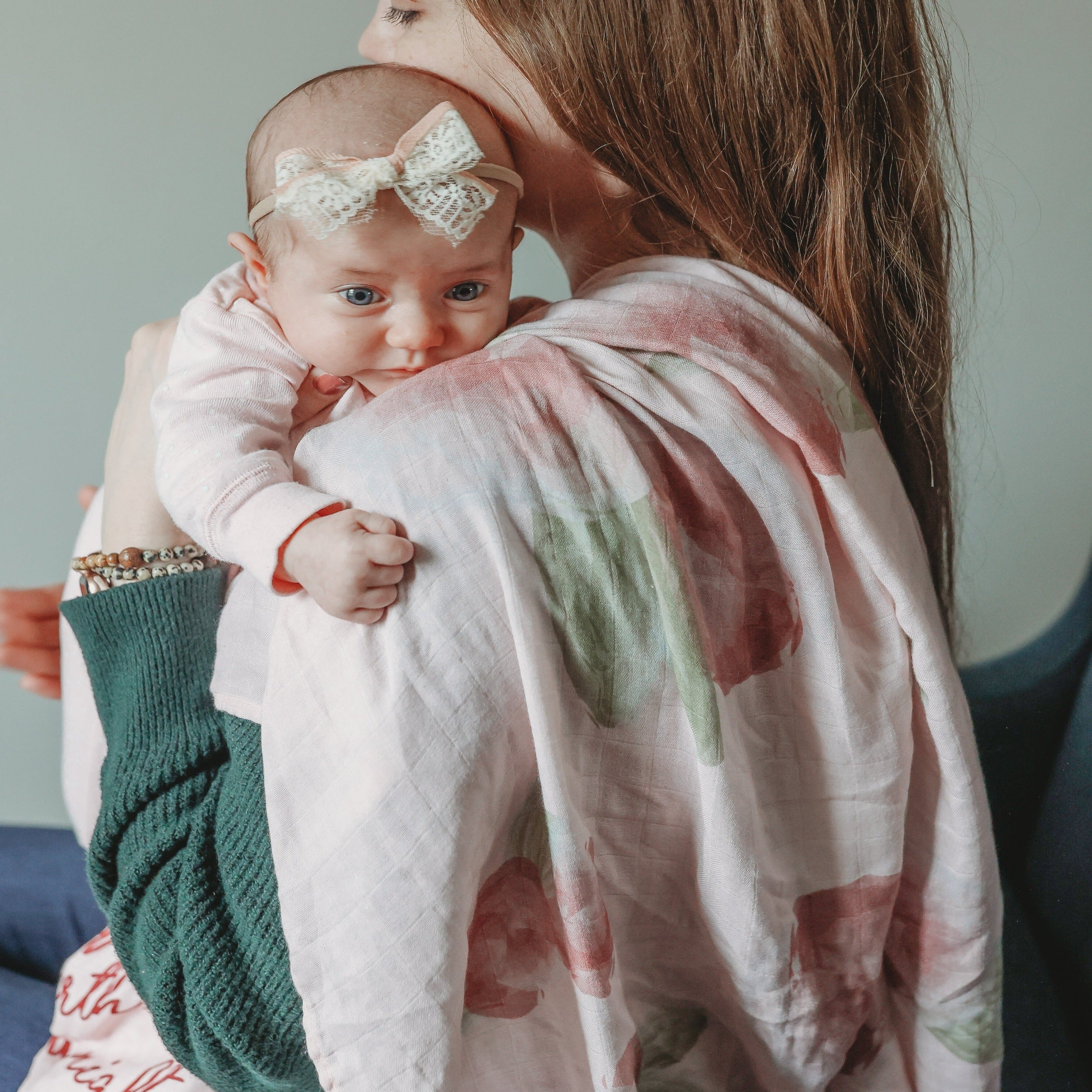 Shower of Roses Swaddle Blanket | Bamboo & Cotton