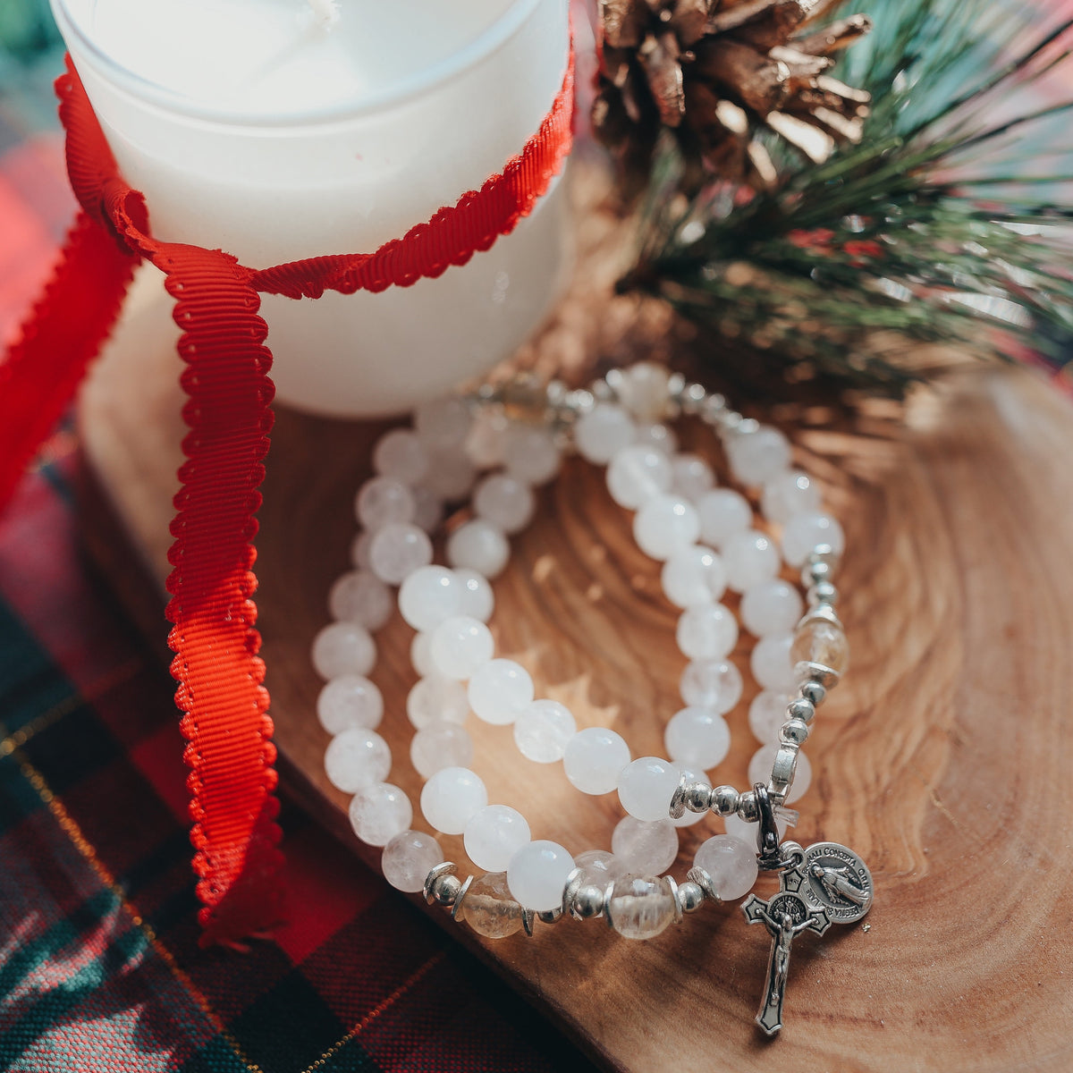 Our Lady of the Snow |  Triple Wrap Rosary Bracelet | Small Batch December | Limited Release