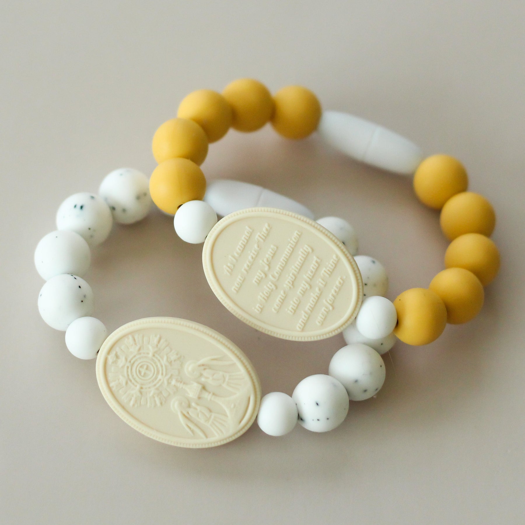 Blessed Sacrament Saint Bracelet | Speckled White