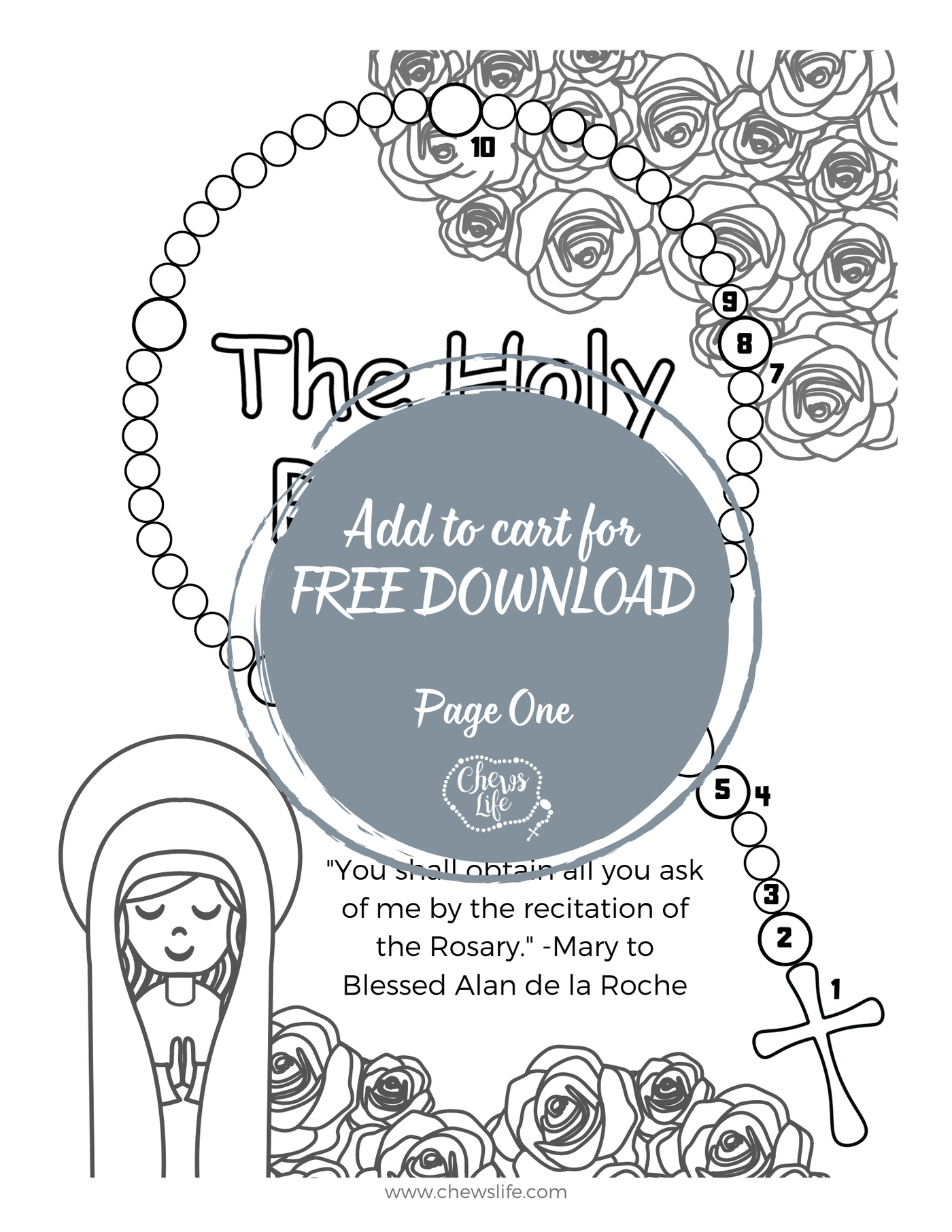 Rosary Coloring Pages Free Printable Chews Life