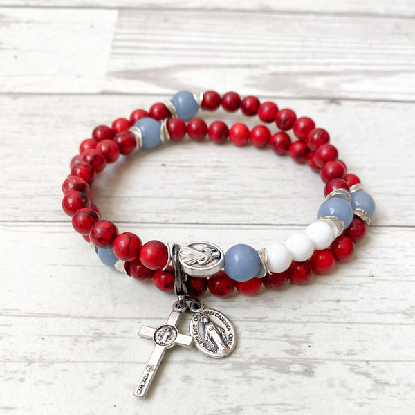 Wrap Around Rosary Bracelet with Rectangular Wooden Beads | eBay