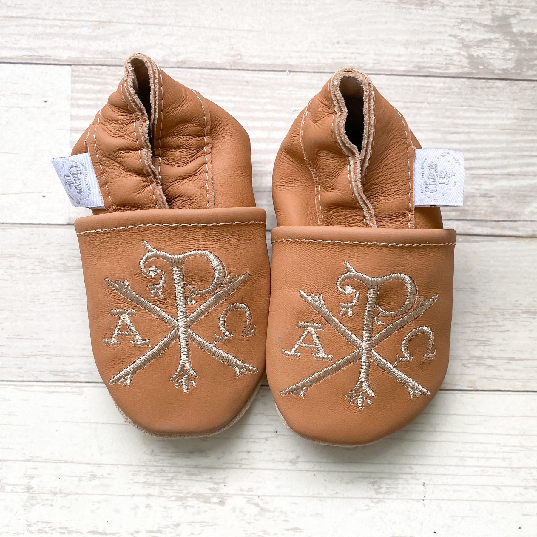 Emmaus Crib Shoes | Chi Rho | Caramel