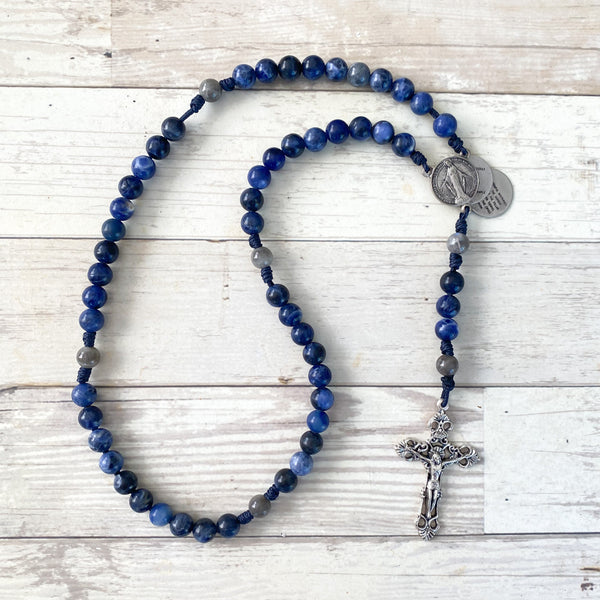 Red orders Garnet Gemstone Stone Rosary, with blue enamel centrepiece, Mens and Women’s Rosary