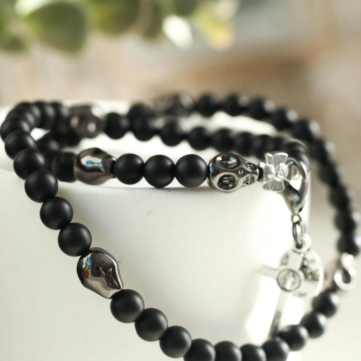 Memento Mori | Stretch and Wrap Rosary Bracelet | Medium