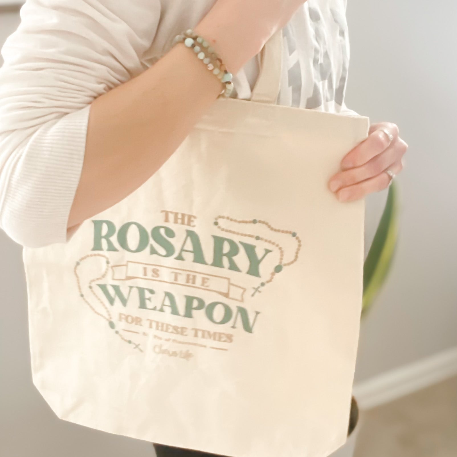 The Rosary is the Weapon for Times | Canvas Tote Bag