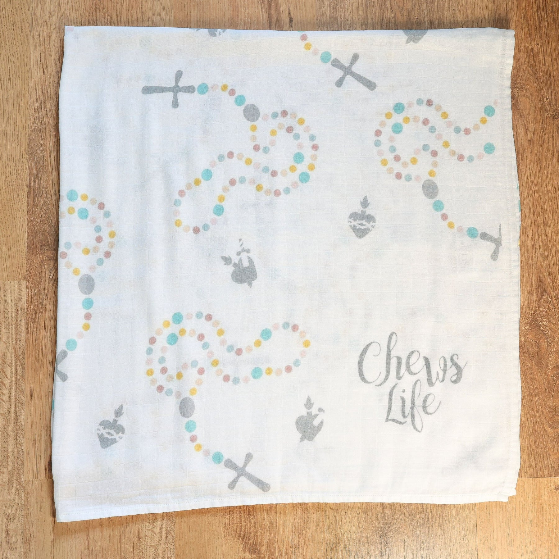Holy Rosary Swaddle Blanket | Bamboo & Cotton