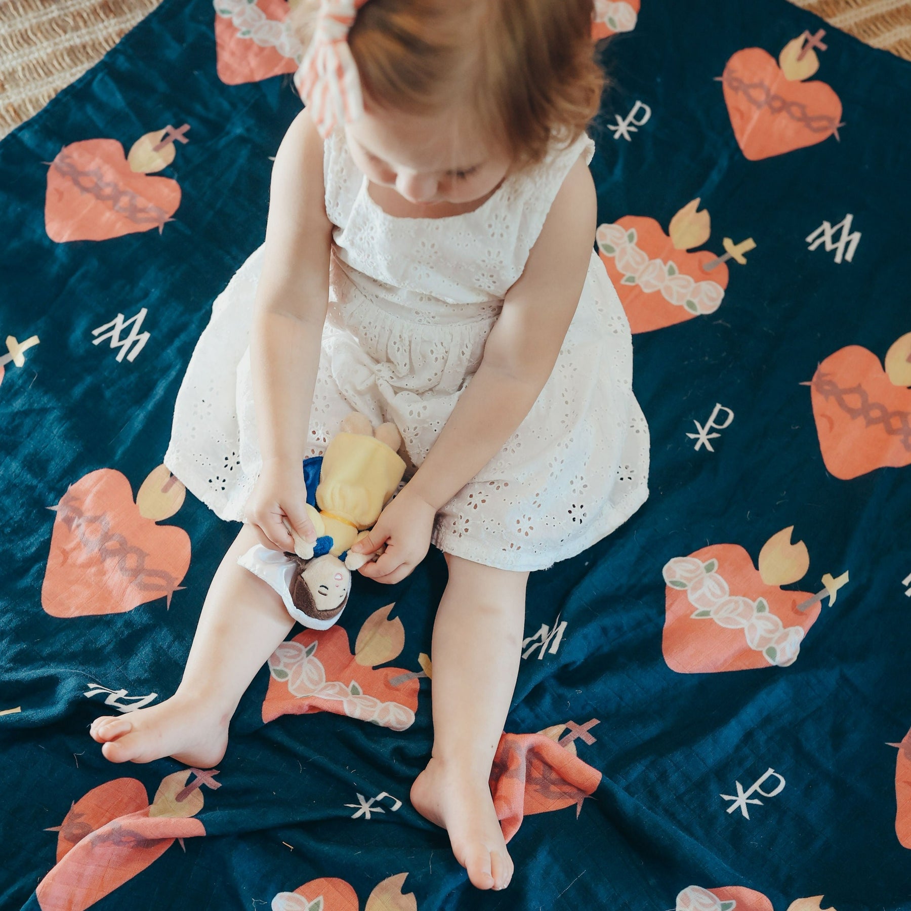 Immaculate and Sacred Heart Swaddle Blanket | Bamboo & Cotton