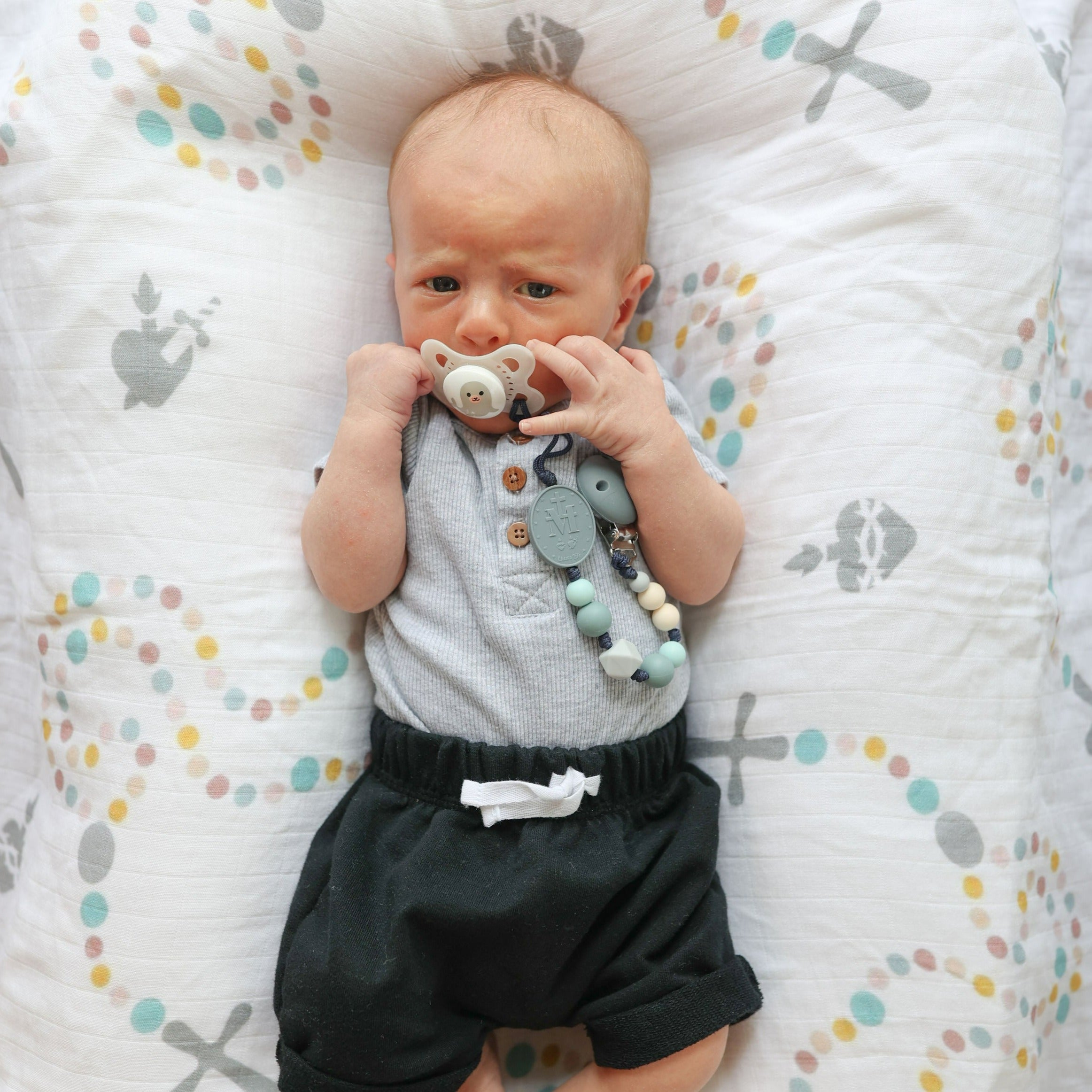 Holy Rosary Swaddle Blanket | Bamboo & Cotton