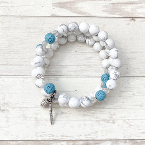 Our Lady of Peace | Memory Wire Rosary Bracelet | Essential Oil Diffuser Beads