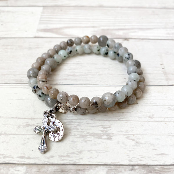 Imitation Pearl with Rose Bead Wrap Rosary Bracelet – The Catholic Gift  Store